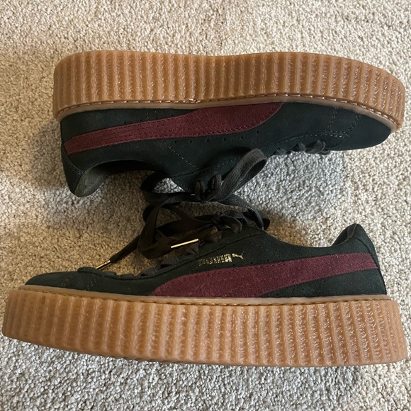 WOMENS FENTY x PUMA SUEDE CREEPERS, GREEN & BURGUNDY SIZE 7, ORIGINAL RELEASE - Picture 6 of 13